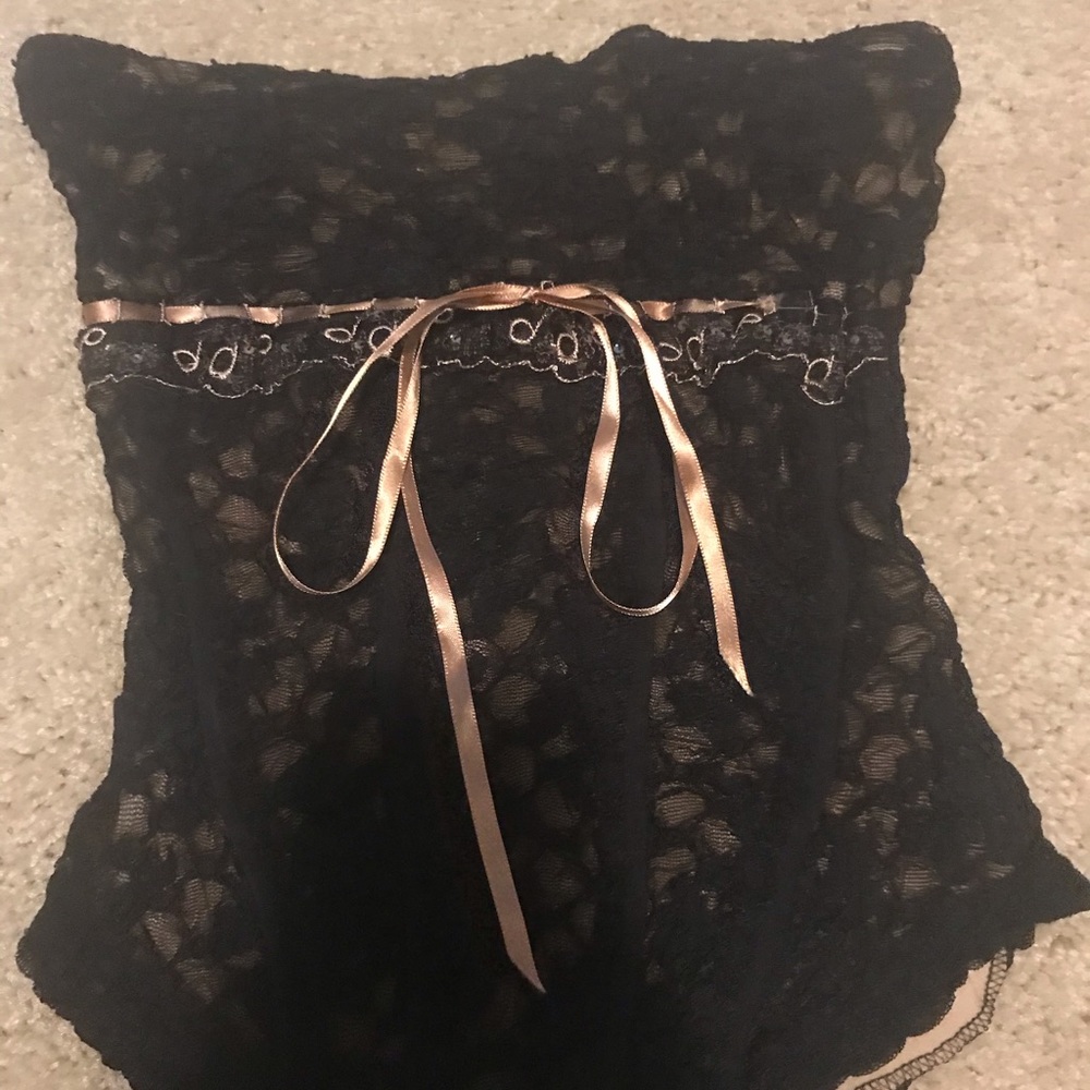 Ann Ferriday Black Lace Strapless Corset Top